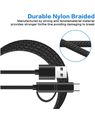 Cargador USB-C y Micro Beats 2 en 1 6.6FT (2m) Nylon