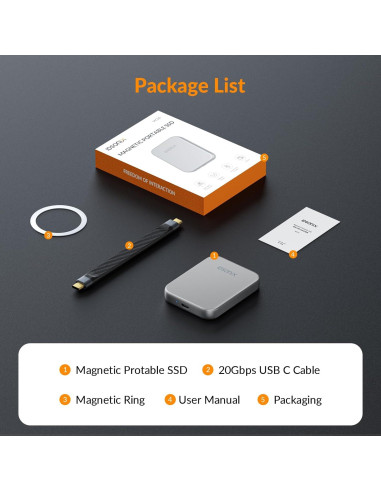 SSD Externo iDsonix 1TB Magnético USB-C 3.2, 2000MB/s
