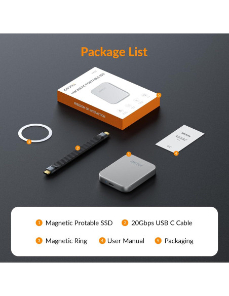 SSD Externo iDsonix 1TB Magnético USB-C 3.2, 2000MB/s SSD Externo iDsonix 1TB Magnético USB-C 3.2, 2000MB/s