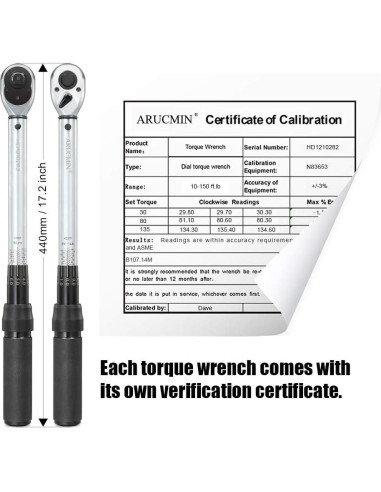 Llave de Torque de Click ARUCMIN 1/2" 10-150 lb-pie