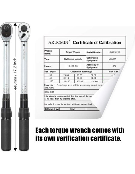 Llave de Torque de Click ARUCMIN 1/2" 10-150 lb-pie Llave de Torque de Click ARUCMIN 1/2" 10-150 lb-pie