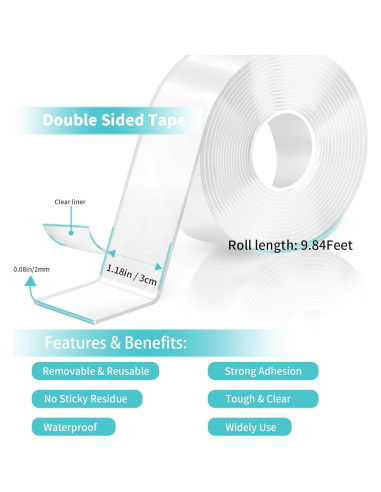 Cinta Doble Cara Nano 3 cm x 3 m Alta Resistencia Removible