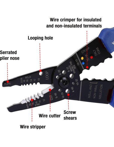 Pelacables WORKPRO 20.8 cm Multiuso para Pelar y Crimpar Pelacables WORKPRO 20.8 cm Multiuso para Pelar y Crimpar