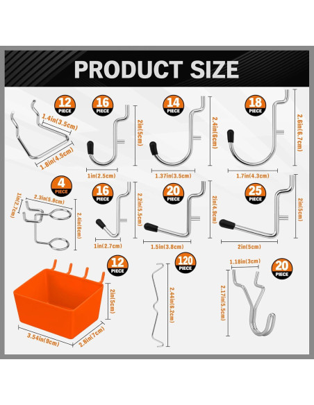 Kit de Ganchos para Tablero Perforado HORUSDY 309 Piezas Kit de Ganchos para Tablero Perforado HORUSDY 309 Piezas
