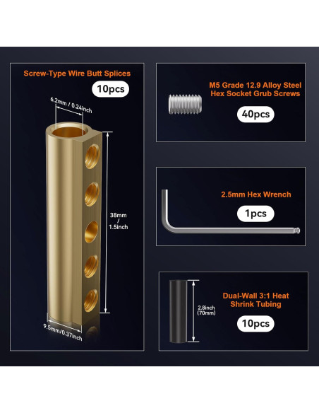Conectores de Empalme de Calor Retráctil GKG 10-6 AWG 80A Conectores de Empalme de Calor Retráctil GKG 10-6 AWG 80A