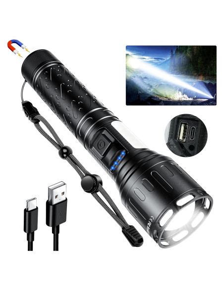 Linterna LED Táctica Recargable DanByte K2303 - 8 Modos, 5000 mAh Linterna LED Táctica Recargable DanByte K2303 - 8 Modos, 5000 mAh