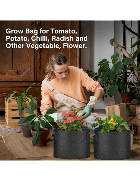 Bolsas de Cultivo HealSmart 19L 5-Pack Tela No Tejida Negra Bolsas de Cultivo HealSmart 19L 5-Pack Tela No Tejida Negra