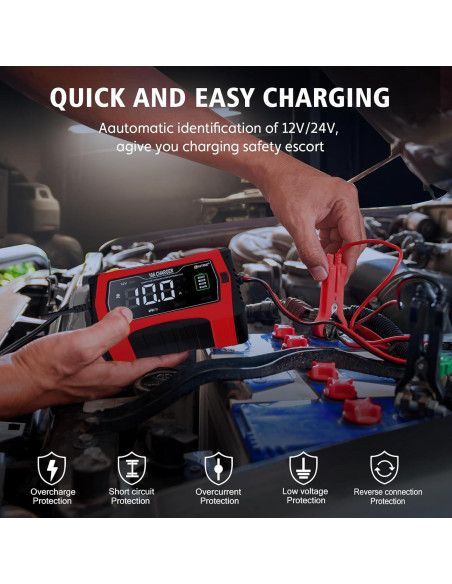 Cargador de Batería Inteligente Dght 10A 12V/24V Automático Cargador de Batería Inteligente Dght 10A 12V/24V Automático