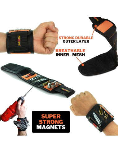 Pulsera Magnética MagBand para Tornillos y Clavos - 10 Imanes