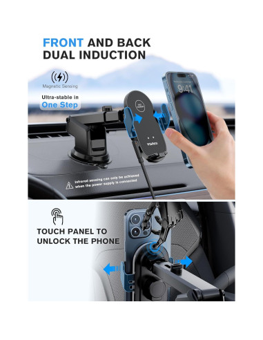 Cargador Inalámbrico Rápido 15W Visnfa para Auto con Soporte
