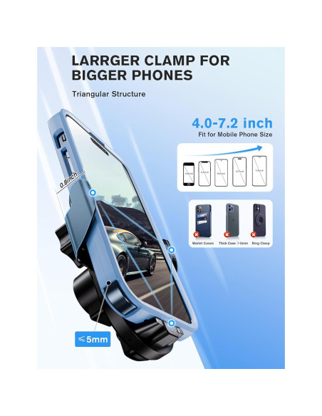 Cargador Inalámbrico Rápido 15W Visnfa para Auto con Soporte Cargador Inalámbrico Rápido 15W Visnfa para Auto con Soporte