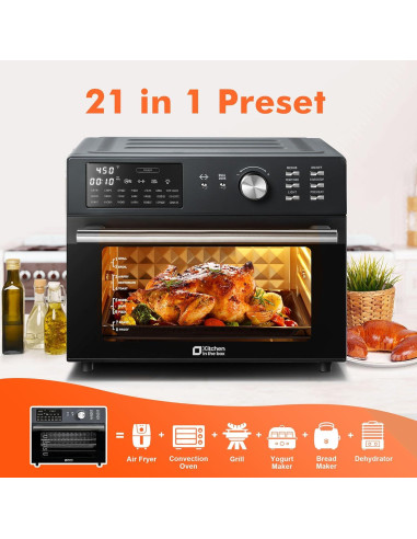 Horno Tostador de Aire Cocina en la Caja 32QT 1800W Negro
