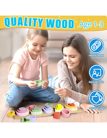 Juguete Montessori Symdiro Clasificador y Apilador de Madera 29x6x5.5cm Juguete Montessori Symdiro Clasificador y Apilador de Madera 29x6x5.5cm