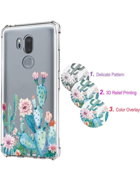 Funda LG G7 ThinQ TPU Floral Cactus - Protectora Delgada Funda LG G7 ThinQ TPU Floral Cactus - Protectora Delgada