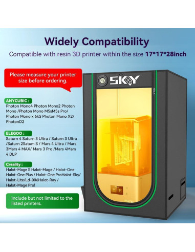 Cubierta de Impresora 3D Skouphy con Ventilación y Luz LED