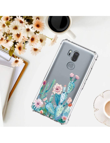 Funda LG G7 ThinQ TPU Floral Cactus - Protectora Delgada