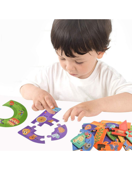 Rompecabezas de Letras Jumbo de Madera JCREN 85 Piezas Educativo Rompecabezas de Letras Jumbo de Madera JCREN 85 Piezas Educativo