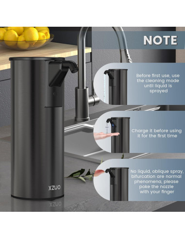 Dispensador Automático de Jabón XZUO Negro con Sensor Infrarrojo