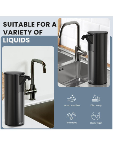 Dispensador Automático de Jabón XZUO Negro con Sensor Infrarrojo