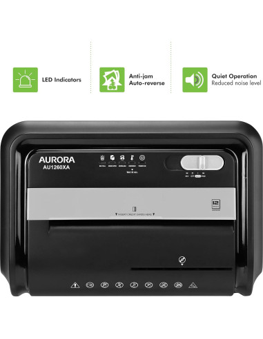 Trituradora de Papel Aurora AU1260XA Corte Cruzado 12 Hojas