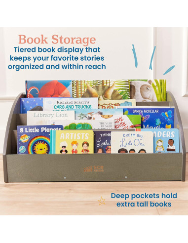 Expositor de Libros para Niños ECR4Kids 4 Niveles Gris