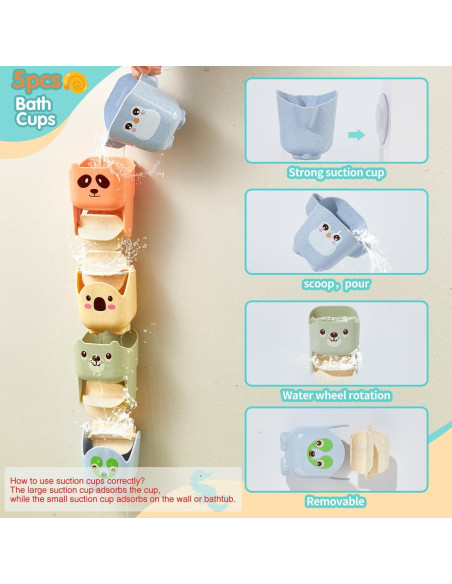Juguetes de baño AMCHSURI 14 piezas para bebés 6-15 meses Juguetes de baño AMCHSURI 14 piezas para bebés 6-15 meses