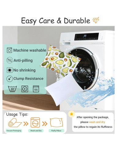 Almohada para Niños ZPECC 33x46 cm Algodón Orgánico Aguacate