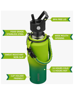 Botella de Agua Aislada BJPKPK 680ml Doble Pared Bosque de Bambú 2