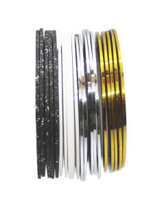 Cinta Estriada para Uñas Hoiumlz - 20 Pcs Brillantes 0.8mm