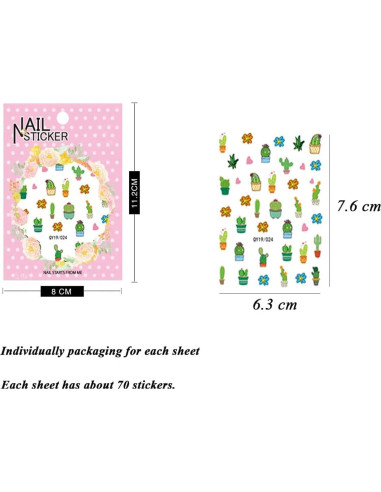 Calcomanías de Uñas IHUKEIT - 12 Hojas 3D Autoadhesivas