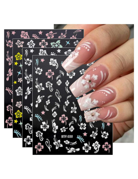 Pegatinas de Uñas JMEOWIO 9 Hojas Flores Coloridas Pegatinas de Uñas JMEOWIO 9 Hojas Flores Coloridas
