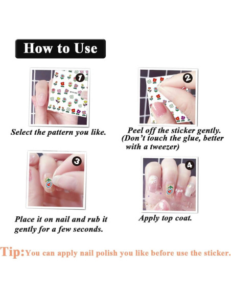 Calcomanías de Uñas IHUKEIT - 12 Hojas 3D Autoadhesivas Calcomanías de Uñas IHUKEIT - 12 Hojas 3D Autoadhesivas