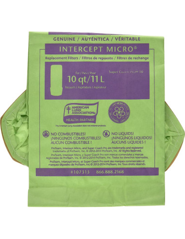 Bolsas de Filtro Micro ProTeam 107313 para Aspiradora 10L