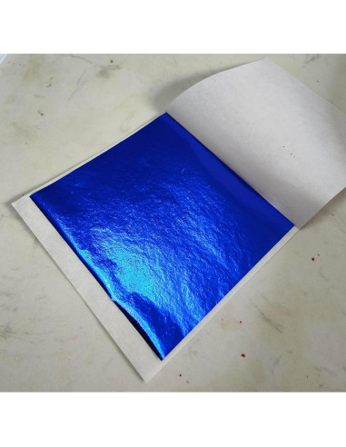 Hoja de Oro Azul JINRUISI 100 Hojas 8x8 cm para Manualidades