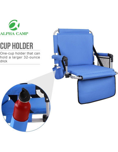 Silla Plegable Acolchada ALPHA CAMP Azul con Reposabrazos