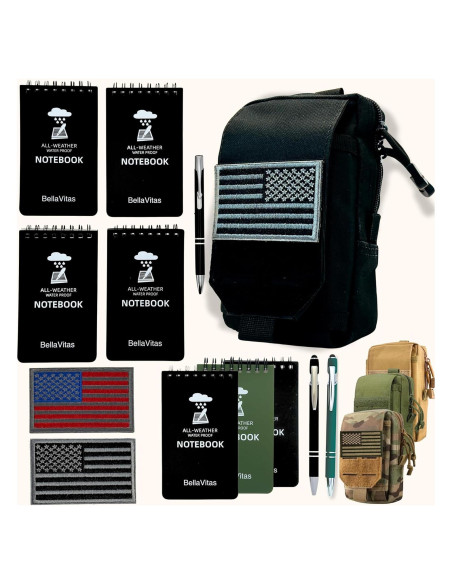 Juego de Cuadernos Impermeables 3x5 BellaVitas con Funda Táctica Juego de Cuadernos Impermeables 3x5 BellaVitas con Funda Táctica