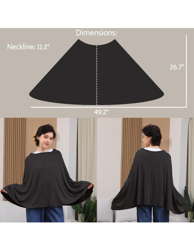 Cubierta de Lactancia Seejoy Poncho 360 Rayón Suave Negra