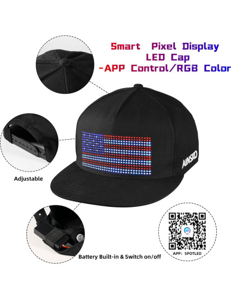 Gorra Snapback LED Programable - Mensajes Iluminados Personalizados Gorra Snapback LED Programable - Mensajes Iluminados Personalizados