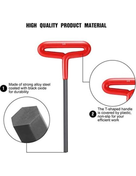 Conjunto de Llaves Hexagonales T-handle 10 Piezas Honoson 22.86 cm Conjunto de Llaves Hexagonales T-handle 10 Piezas Honoson 22.86 cm