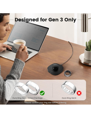 Cargador Rápido USB-C Oura Ring Gen 3 Tamaño 8 - Sylacor