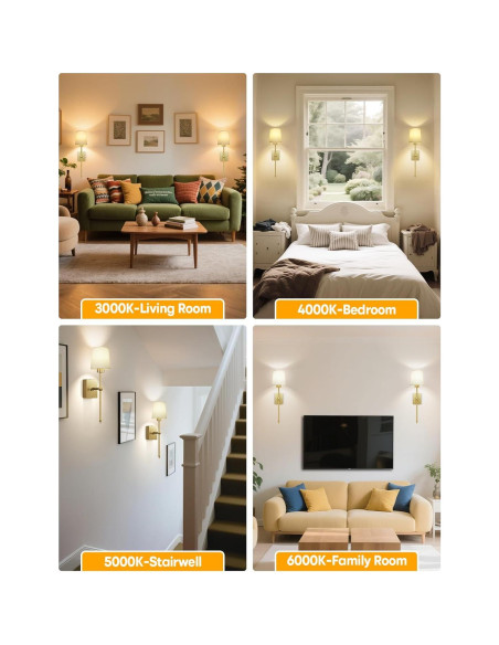 Juego de Apliques de Pared Inalámbricos TOOWELL 2 Unidades LED Oro Juego de Apliques de Pared Inalámbricos TOOWELL 2 Unidades LED Oro
