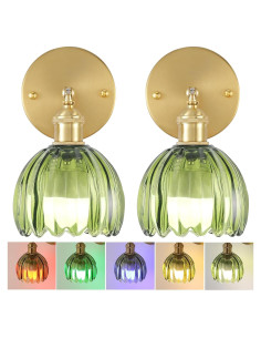 Juego de Apliques de Pared Inalámbricos Femusytt Verde Tulipán