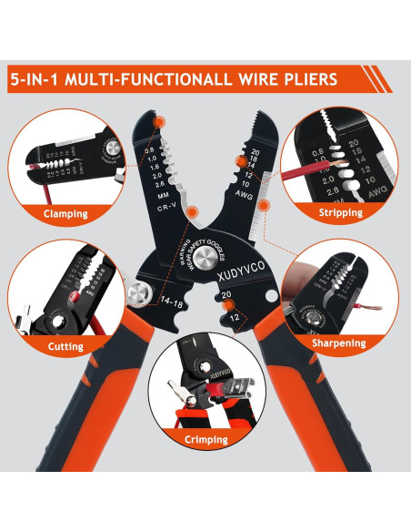 Herramienta Desforradora 5-en-1 XUDYVCO 18 cm para Cables 10-20 AWG Herramienta Desforradora 5-en-1 XUDYVCO 18 cm para Cables 10-20 AWG