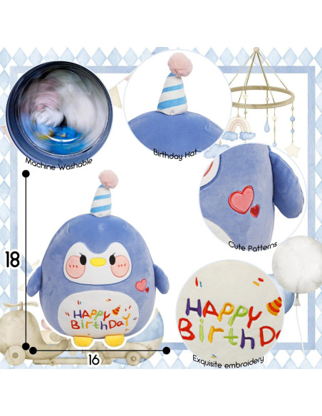 Peluche Pingüino Azul ARELUX 45.72 cm Almohada Suave Peluche Pingüino Azul ARELUX 45.72 cm Almohada Suave