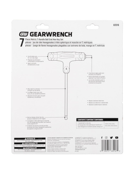 Juego de Llaves Hexagonales GEARWRENCH 7 Piezas Métricas Juego de Llaves Hexagonales GEARWRENCH 7 Piezas Métricas