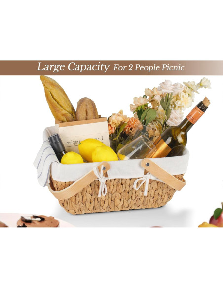 Cesta de Picnic de Mimbre StorageWorks con Forro 38 cm Cesta de Picnic de Mimbre StorageWorks con Forro 38 cm