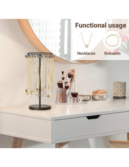 Soporte de Joyería Mkono Negro con 22 Ganchos para Collares Soporte de Joyería Mkono Negro con 22 Ganchos para Collares