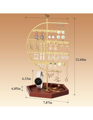 Organizador de Joyas Gintan Marrón, Soporte para Collares y Aretes