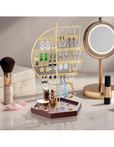 Organizador de Joyas Gintan Marrón, Soporte para Collares y Aretes