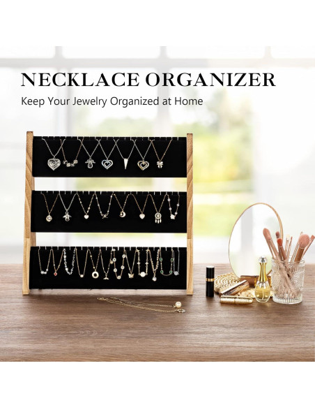 Soporte para Collares Yoimori 3 Niveles Terciopelo 72 Collares Soporte para Collares Yoimori 3 Niveles Terciopelo 72 Collares